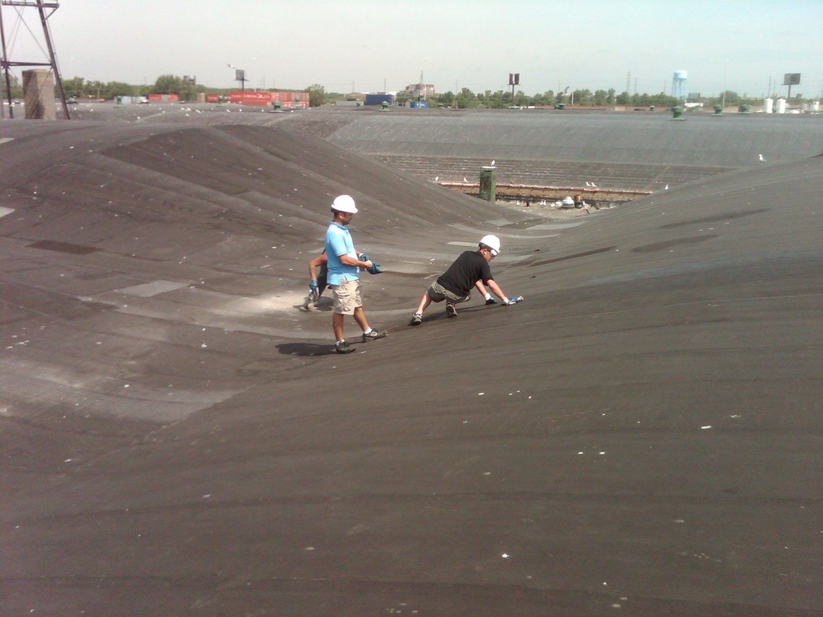 Low-slope shingle section on a residential roof